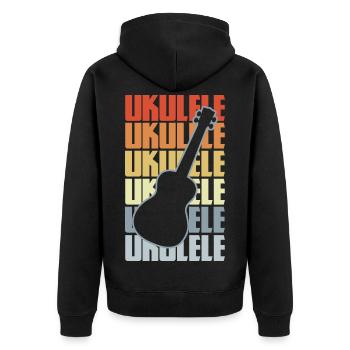 Vintage Ukulele - Unisex Premium Bio Zip Hoodie - Schwarz - Hinten - Nico (187cm)