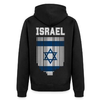 Flagge Israels, israelischer Stolz - Unisex Premium Bio Zip Hoodie - Schwarz - Hinten - Nico (187cm)