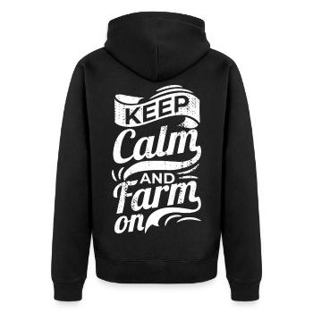 Stay calm and cultivate the land - Unisex Premium Organic Zip Hoodie - black - Back - Nico (187cm)