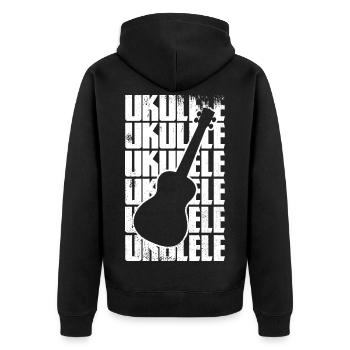 Funny Ukulele - Unisex Premium Organic Zip Hoodie - black - Back - Nico (187cm)