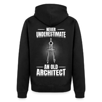 Ne sous-estimez jamais un vieil architecte - Veste à capuche bio Premium Unisexe - noir - Dos - Nico (187cm)