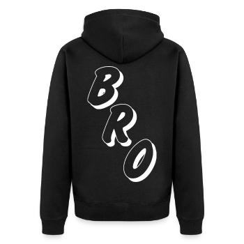Bro Kumpel, Freund/Freundin - Unisex Premium Bio Zip Hoodie - Schwarz - Hinten - Nico (187cm)
