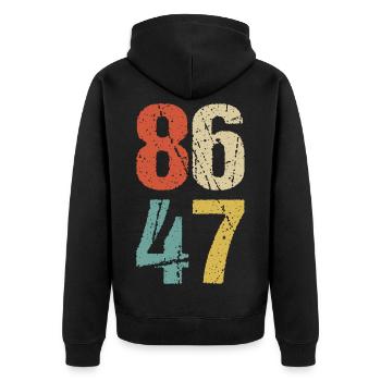 Anti- - 86 47 I - Unisex Premium Bio Zip Hoodie - Schwarz - Hinten - Nico (187cm)