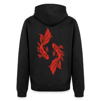 Deux poissons rouges - Veste à capuche bio Premium Unisexe - noir - Dos - Nico (187cm)