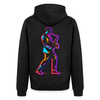 Saxophoniste des années 90 - Veste à capuche bio Premium Unisexe - noir - Dos - Nico (187cm)