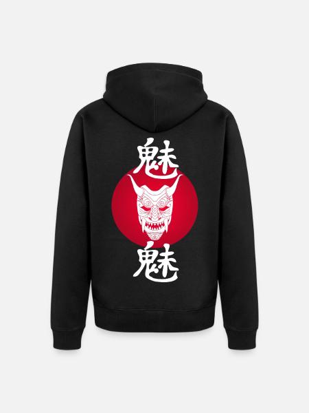 White Demon and Red Sun - Unisex Premium Organic Zip Hoodie - black