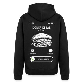 Mon döner kebab m’appelle - je dois y aller - en disant - Veste à capuche bio Premium Unisexe - noir - Dos - Nico (187cm)