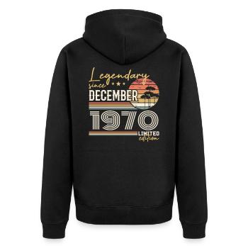 55th Anniversary Gift December 1970 - Unisex Premium Organic Zip Hoodie - black - Back - Nico (187cm)