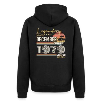 Cadeau 46e Anniversaire Décembre 1979 - Veste à capuche bio Premium Unisexe - noir - Dos - Nico (187cm)