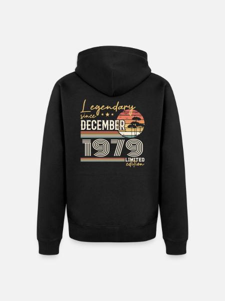 December 1979 46th Anniversary Gift - Unisex Premium Organic Zip Hoodie - black