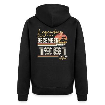 Cadeau 44e Anniversaire Décembre 1981 - Veste à capuche bio Premium Unisexe - noir - Dos - Nico (187cm)