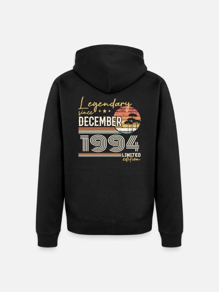 31st Anniversary Gift December 1994 - Unisex Premium Organic Zip Hoodie - black