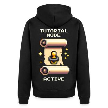 Tutorial Mode Active | Parents at the learning level - Unisex Premium Organic Zip Hoodie - black - Back - Nico (187cm)