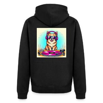 DJ Dog - Unisex Premium Organic Zip Hoodie - black - Back - Nico (187cm)