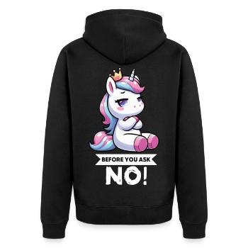 Avant que vous ne demandiez, pas de licorne licorne fan de licorne - Veste à capuche bio Premium Unisexe - noir - Dos - Nico (187cm)