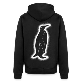 Pinguine Herren Kinder Jungen Pinguin - Unisex Premium Bio Zip Hoodie - Schwarz - Hinten - Nico (187cm)