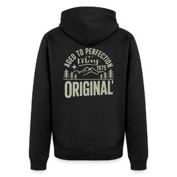 May 1975 – Legend of the Peaks and Mountains - Unisex Premium Organic Zip Hoodie - black - Back - Nico (187cm)
