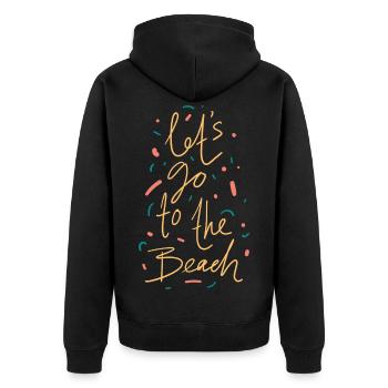Let's Go To The Beach Shirt - Unisex Premium Bio Zip Hoodie - Schwarz - Hinten - Nico (187cm)