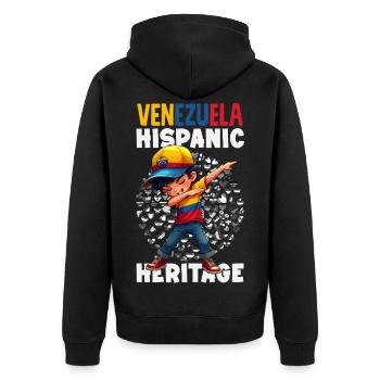 Venezuela Flagge Stolz & Heimat Venezuela - Unisex Premium Bio Zip Hoodie - Schwarz - Hinten - Nico (187cm)