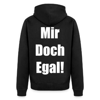 Mir Doch Egal! - Unisex Premium Bio Zip Hoodie - Schwarz - Hinten - Nico (187cm)