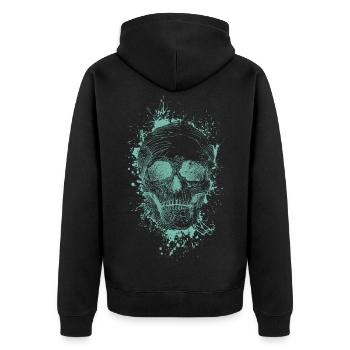 Schädel - Unisex Premium Bio Zip Hoodie - Schwarz - Hinten - Nico (187cm)