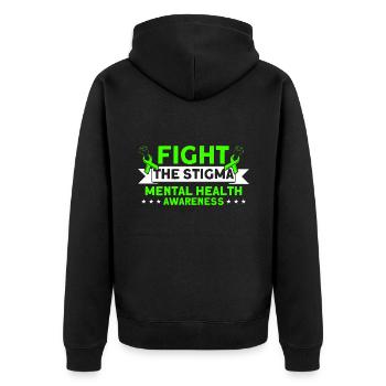 Depression prevention awareness of psychological G - Unisex Premium Organic Zip Hoodie - black - Back - Nico (187cm)