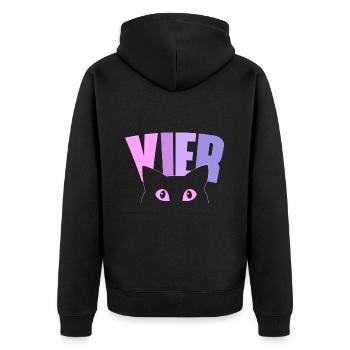 4th birthday girl 4 years old kitten cat - Unisex Premium Organic Zip Hoodie - black - Back - Nico (187cm)