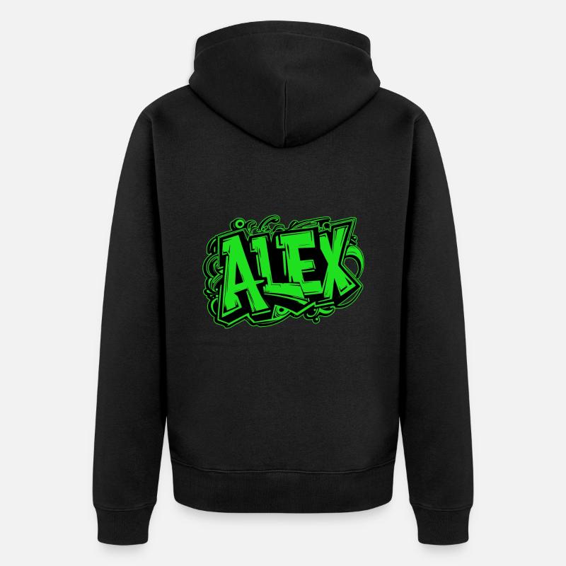 Alex Nom Graffiti Vert - Veste à capuche bio Premium Unisexe - noir