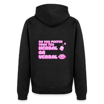 The queen of gossip - Unisex Premium Organic Zip Hoodie - black - Back - Nico (187cm)