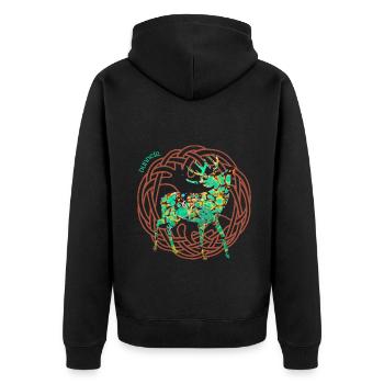 hirsch dunneir e 269 - Unisex Premium Bio Zip Hoodie - Schwarz - Hinten - Nico (187cm)