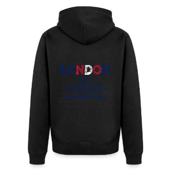 Londres Idée cadeau Angleterre Royaume-Uni Drôle - Veste à capuche bio Premium Unisexe - noir - Dos - Nico (187cm)