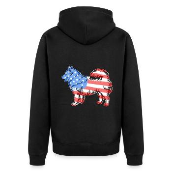 Samoyed Samoyed Flag - Unisex Premium Organic Zip Hoodie - black - Back - Nico (187cm)