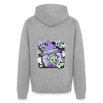 Willow the witchy witch zombie in kawaii style - Unisex Premium Organic Zip Hoodie - heather grey - Back - Nico (187cm)