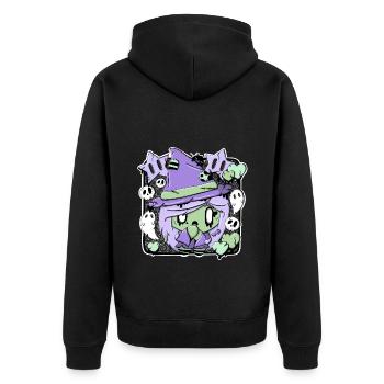 Willow the witchy witch zombie in kawaii style - Unisex Premium Organic Zip Hoodie - black - Back - Nico (187cm)