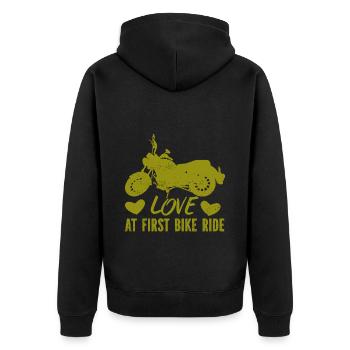 Motorrad Motocross Bike Racing Motorsport - Unisex Premium Bio Zip Hoodie - Schwarz - Hinten - Nico (187cm)