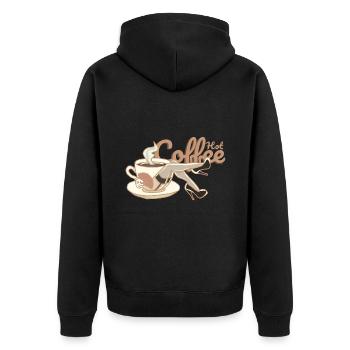 Heißer Kaffee sexy Old School Pinup - Unisex Premium Bio Zip Hoodie - Schwarz - Hinten - Nico (187cm)