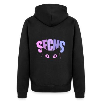 6th birthday girl 6 years old kitten cat - Unisex Premium Organic Zip Hoodie - black - Back - Nico (187cm)