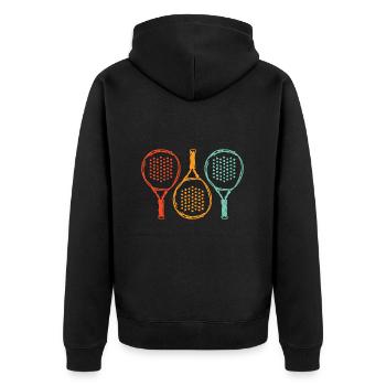 Padel racket drawing Padel player Padel - Unisex Premium Organic Zip Hoodie - black - Back - Nico (187cm)