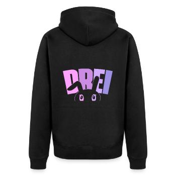 3. Geburtstag Mädchen 3 Jahre alt Hase Häschen - Unisex Premium Bio Zip Hoodie - Schwarz - Hinten - Nico (187cm)
