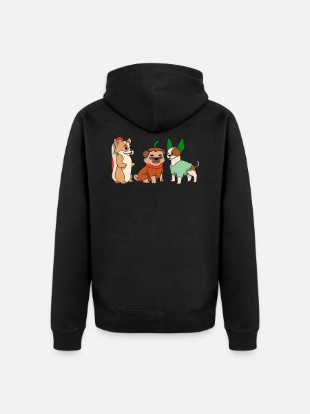 Halloween Pug Pug Cat Dachshund Jack Dog T Shirt - Unisex Premium Organic Zip Hoodie - black