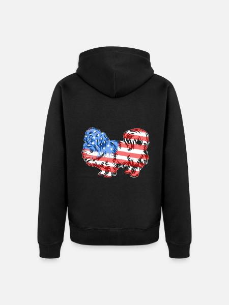 Pekingese Pekingese Flag - Unisex Premium Organic Zip Hoodie - black