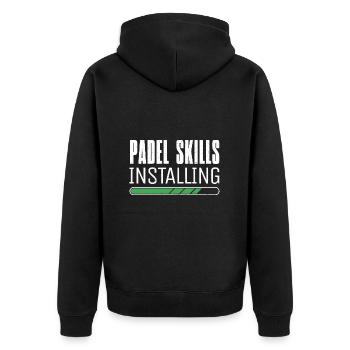 Padelspieler Skills Padeltennis Padel - Unisex Premium Bio Zip Hoodie - Schwarz - Hinten - Nico (187cm)