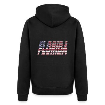 Drapeaux patriotiques de l’État de Floride - Veste à capuche bio Premium Unisexe - noir - Dos - Nico (187cm)