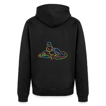 Go-Kart Go Karts bunt Motorsport Kart Rennen - Unisex Premium Bio Zip Hoodie - Schwarz - Hinten - Nico (187cm)