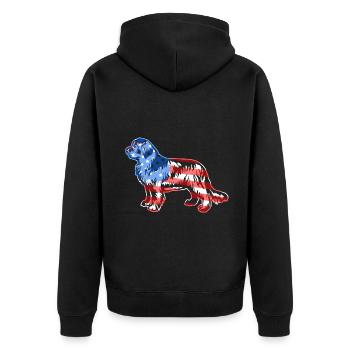 Newfoundland Dog Newfoundland Dog Flag - Unisex Premium Organic Zip Hoodie - black - Back - Nico (187cm)
