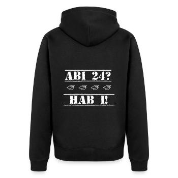 Abi 2024 Hab I Abitur 2024 Abiturienten - Unisex Premium Bio Zip Hoodie - Schwarz - Hinten - Nico (187cm)