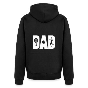 Padel Dad Padeltennis Vater Padelspieler - Unisex Premium Bio Zip Hoodie - Schwarz - Hinten - Nico (187cm)