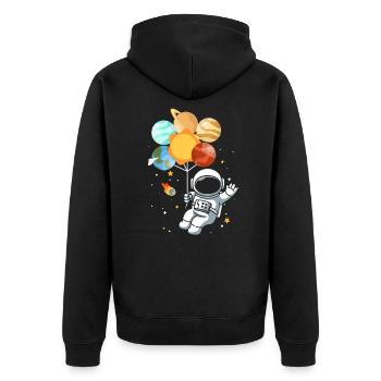 Astronomy Solar System Planet Astronaut - Unisex Premium Organic Zip Hoodie - black - Back - Nico (187cm)
