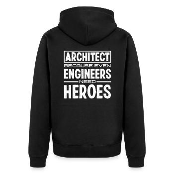 Architekt Lustiges Architekten Geschenk - Unisex Premium Bio Zip Hoodie - Schwarz - Hinten - Nico (187cm)