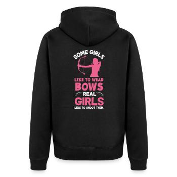 Funny Archery Archer Girl - Unisex Premium Organic Zip Hoodie - black - Back - Nico (187cm)